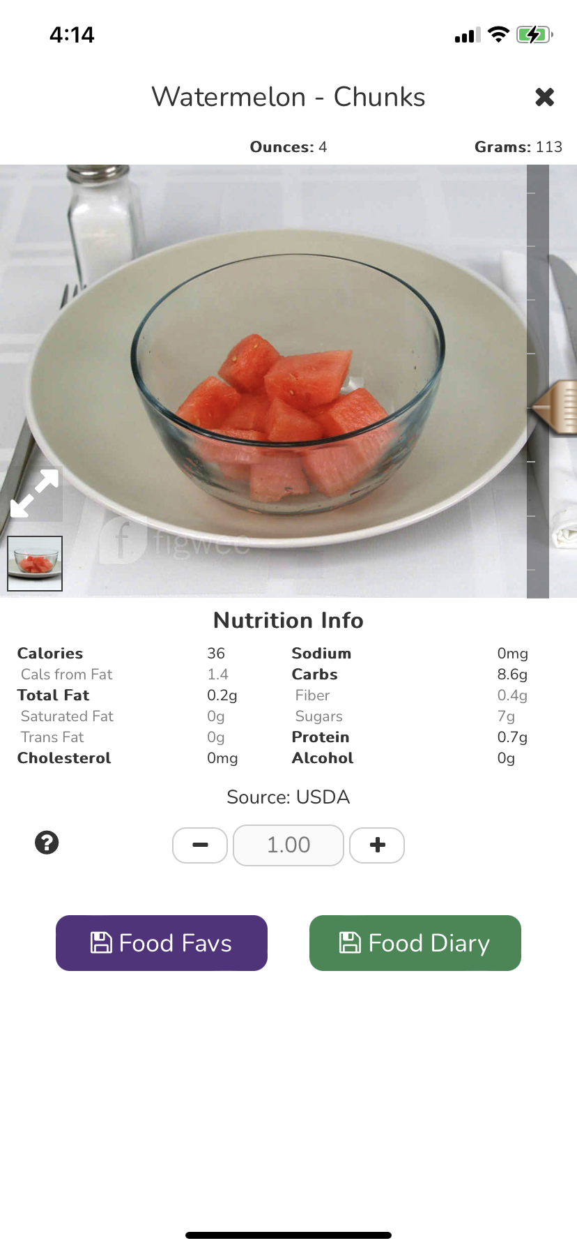 picture of watermelon with nutritional information